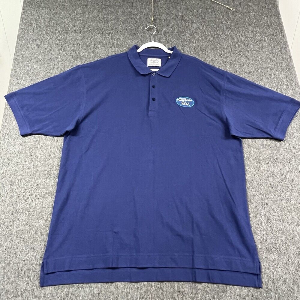 American Idol Polo Shirt Mens 3XL Blue Short Sleeve Pima Cotton Golf